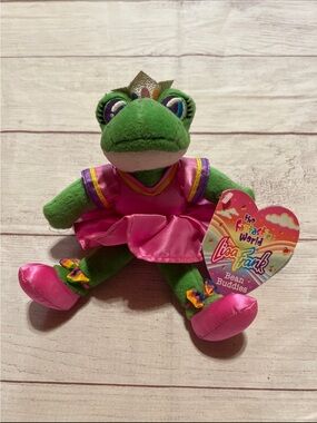 Vintage Lisa Frank Frog Princess plush toy from the Bean Buddies series.